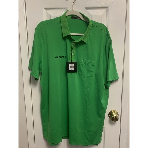 NWT RLX Ralph Lauren Mens Golf Polo Shirt Green XL "Netjets" Logo